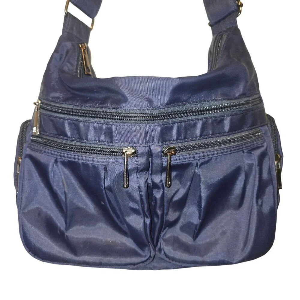 Vintage 90s Volganik Rock Multi Pocket Nylon Washable Travelers Crossbody Bag - Picture 2 of 9